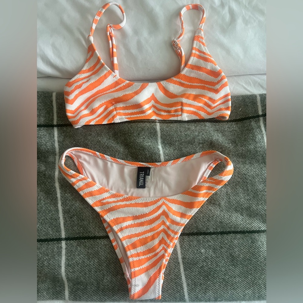 Triangl Orange and White Bikini Set